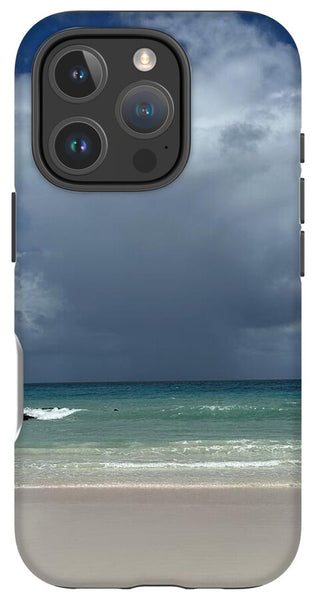 Storm Clouds Over Tranquil Beach - Phone Case