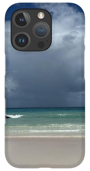 Storm Clouds Over Tranquil Beach - Phone Case