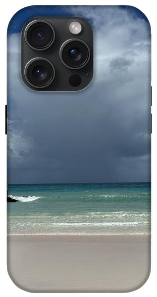 Storm Clouds Over Tranquil Beach - Phone Case
