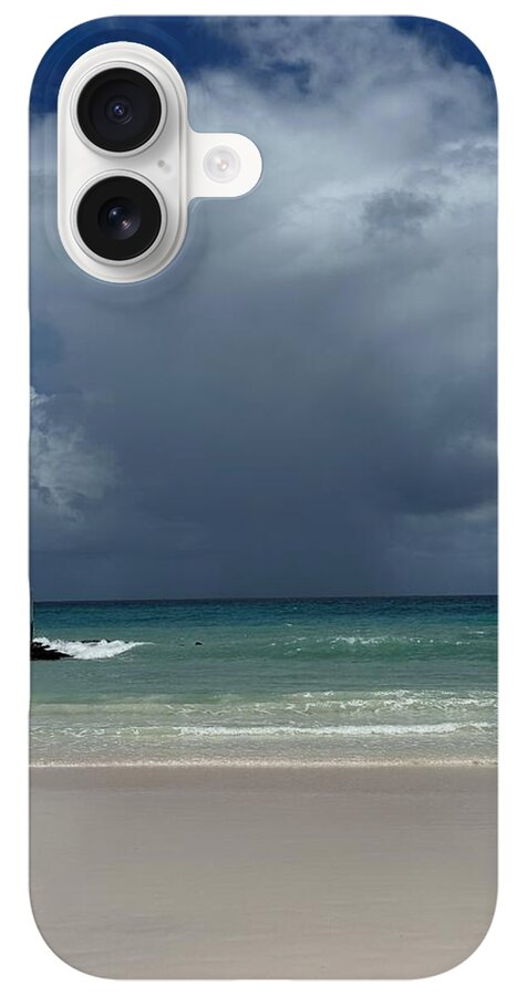 Storm Clouds Over Tranquil Beach - Phone Case