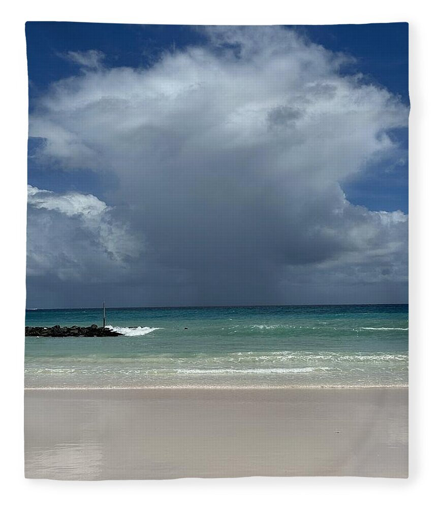 Storm Clouds Over Tranquil Beach - Blanket