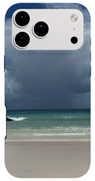 Storm Clouds Over Tranquil Beach - Phone Case