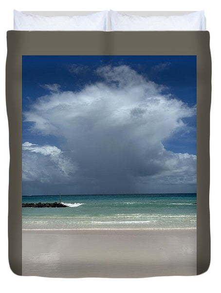 Storm Clouds Over Tranquil Beach - Duvet Cover