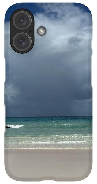 Storm Clouds Over Tranquil Beach - Phone Case