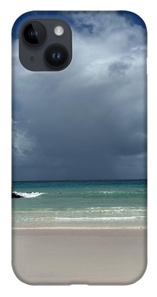 Storm Clouds Over Tranquil Beach - Phone Case