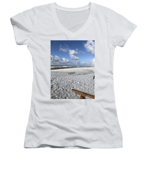 Sunny Day on a Florida Beach - Women's V-Neck