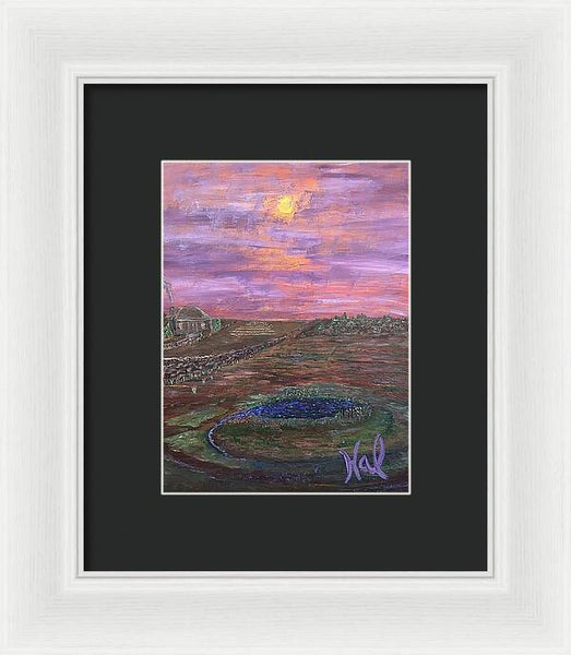 Sunset Over Rural Landscape - Framed Print