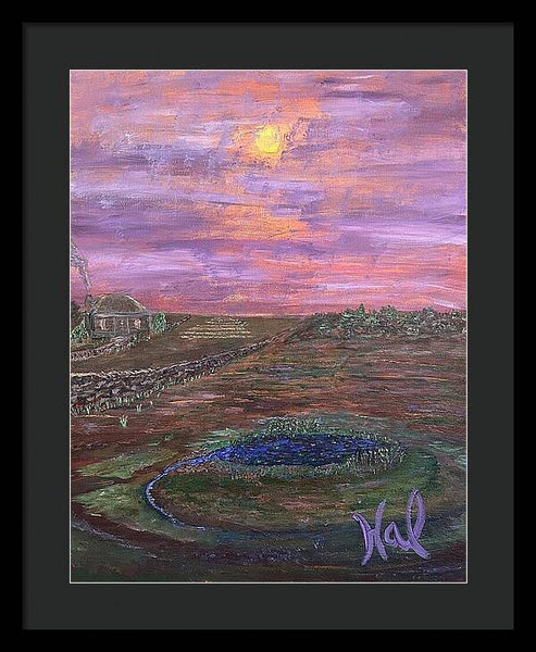 Sunset Over Rural Landscape - Framed Print