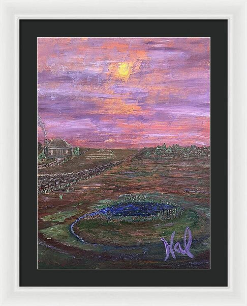 Sunset Over Rural Landscape - Framed Print