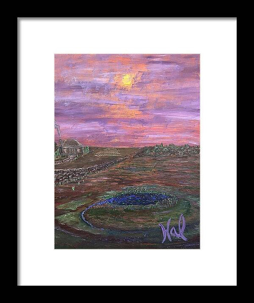 Sunset Over Rural Landscape - Framed Print