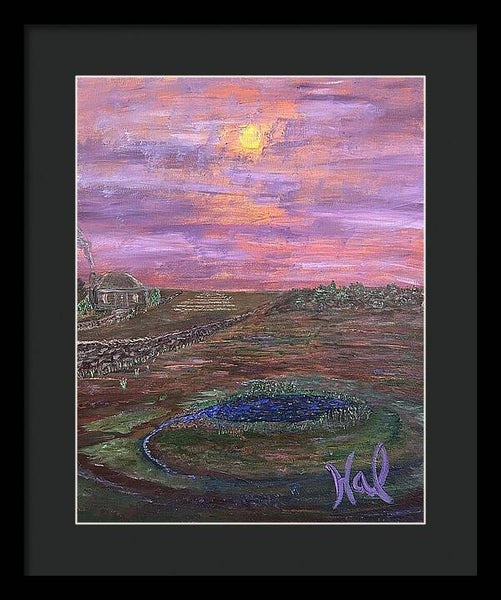 Sunset Over Rural Landscape - Framed Print