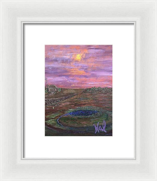 Sunset Over Rural Landscape - Framed Print