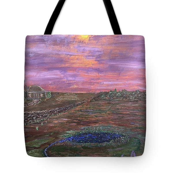 Sunset Over Rural Landscape - Tote Bag