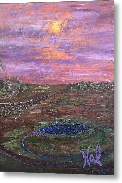 Sunset Over Rural Landscape - Metal Print