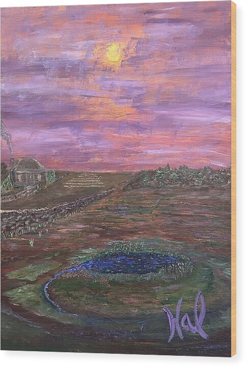 Sunset Over Rural Landscape - Wood Print