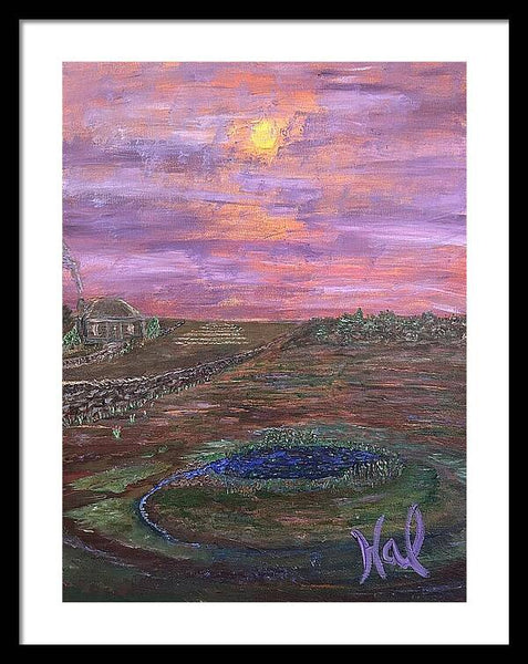 Sunset Over Rural Landscape - Framed Print