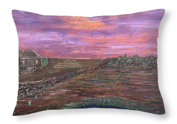 Sunset Over Rural Landscape - Throw Pillow