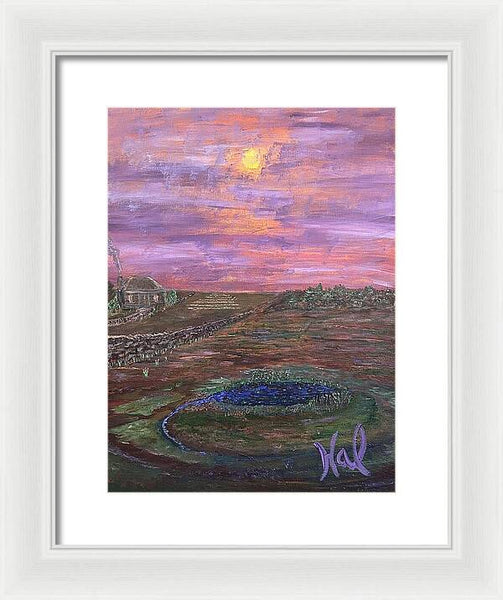 Sunset Over Rural Landscape - Framed Print