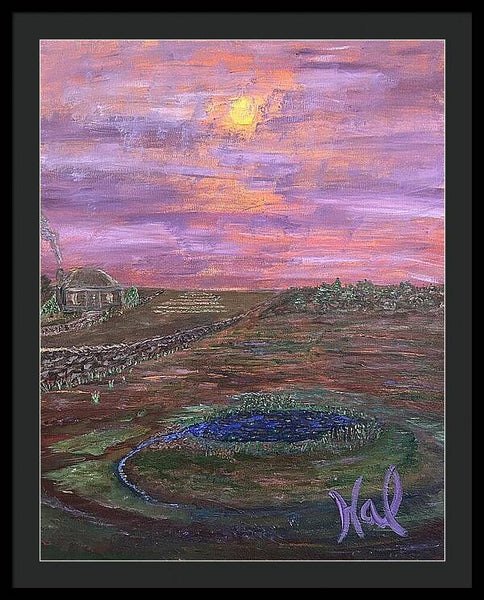 Sunset Over Rural Landscape - Framed Print