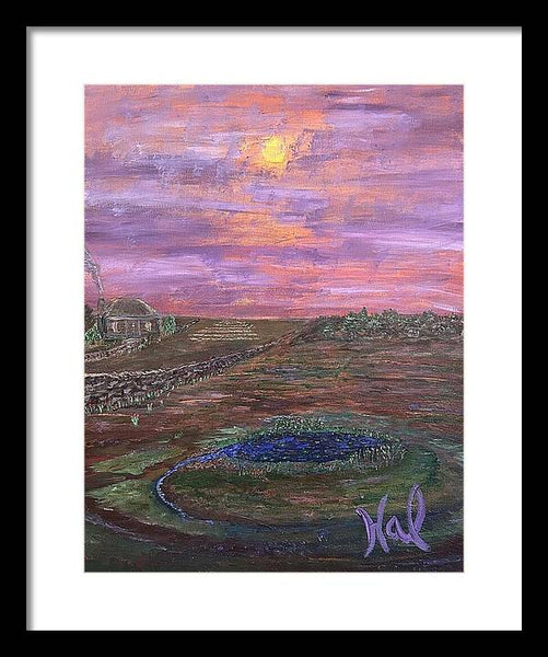 Sunset Over Rural Landscape - Framed Print