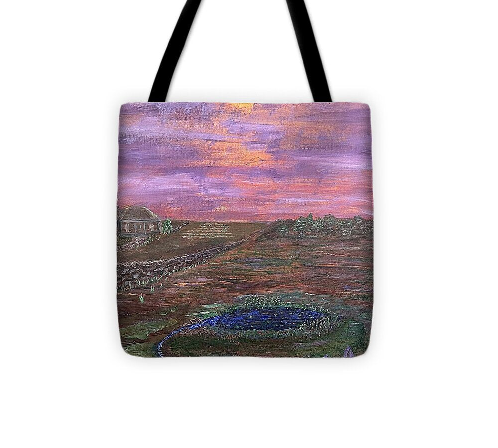 Sunset Over Rural Landscape - Tote Bag