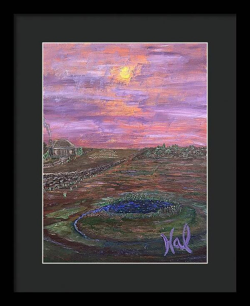 Sunset Over Rural Landscape - Framed Print