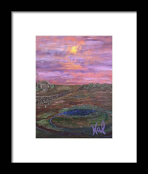 Sunset Over Rural Landscape - Framed Print