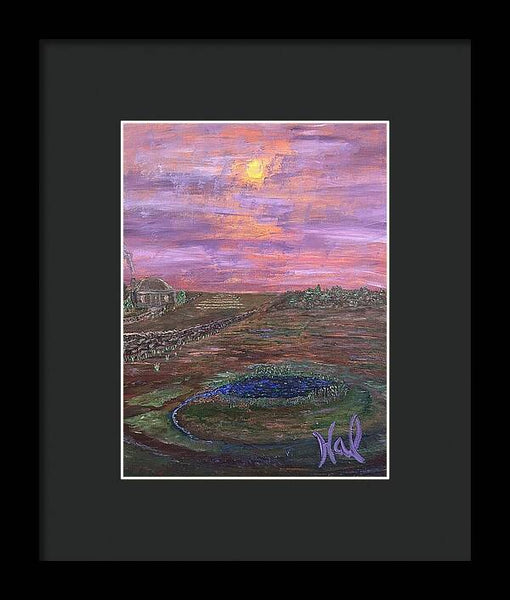 Sunset Over Rural Landscape - Framed Print