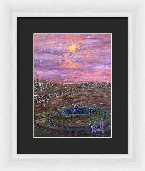 Sunset Over Rural Landscape - Framed Print