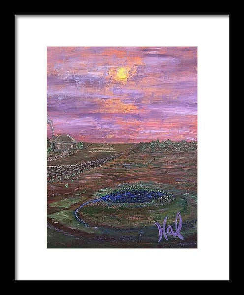 Sunset Over Rural Landscape - Framed Print