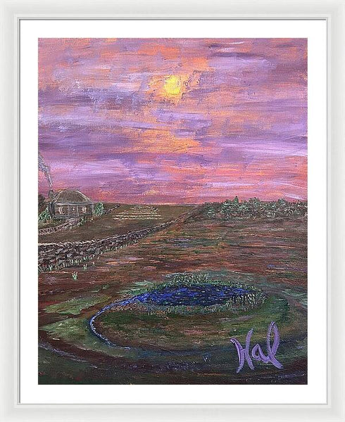 Sunset Over Rural Landscape - Framed Print