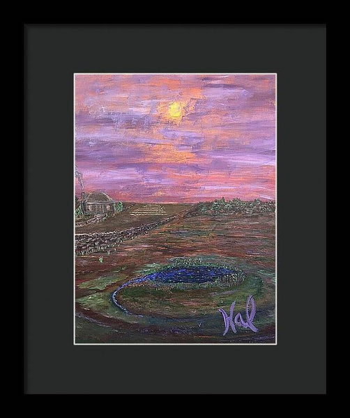 Sunset Over Rural Landscape - Framed Print