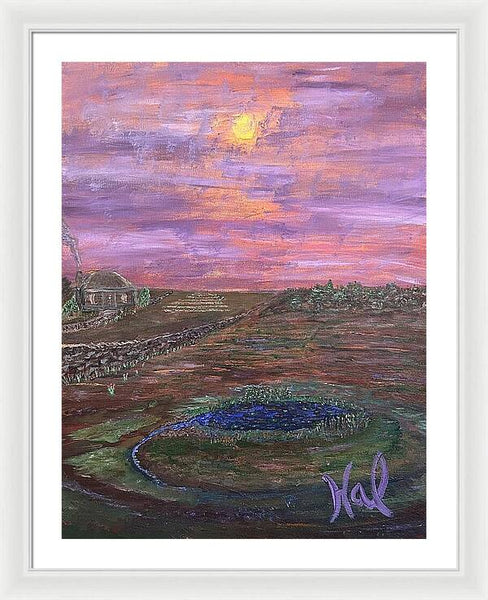 Sunset Over Rural Landscape - Framed Print