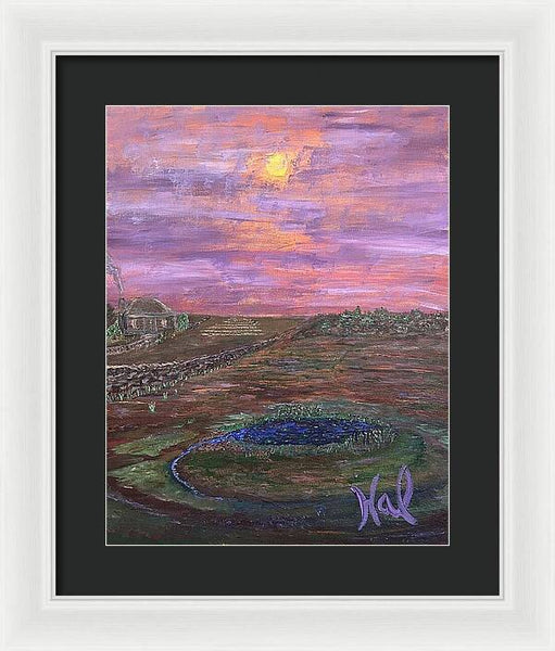 Sunset Over Rural Landscape - Framed Print