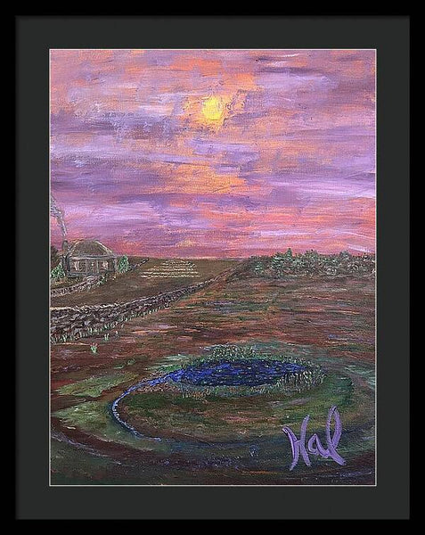 Sunset Over Rural Landscape - Framed Print