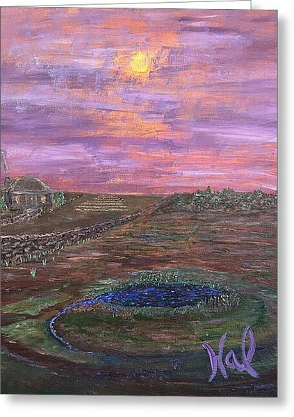Sunset Over Rural Landscape - Greeting Card