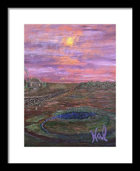 Sunset Over Rural Landscape - Framed Print
