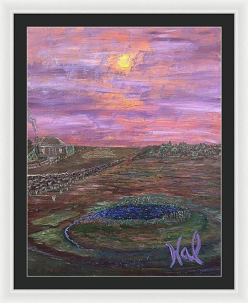 Sunset Over Rural Landscape - Framed Print