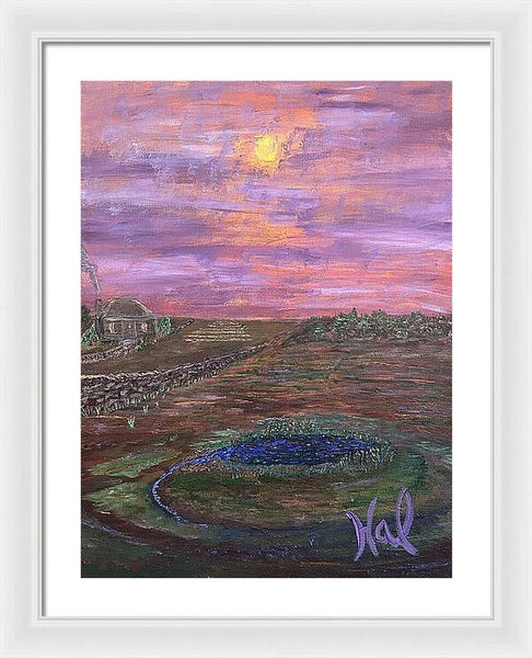Sunset Over Rural Landscape - Framed Print