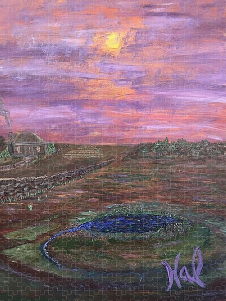 Sunset Over Rural Landscape - Puzzle