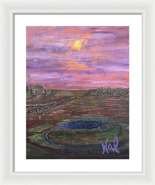 Sunset Over Rural Landscape - Framed Print