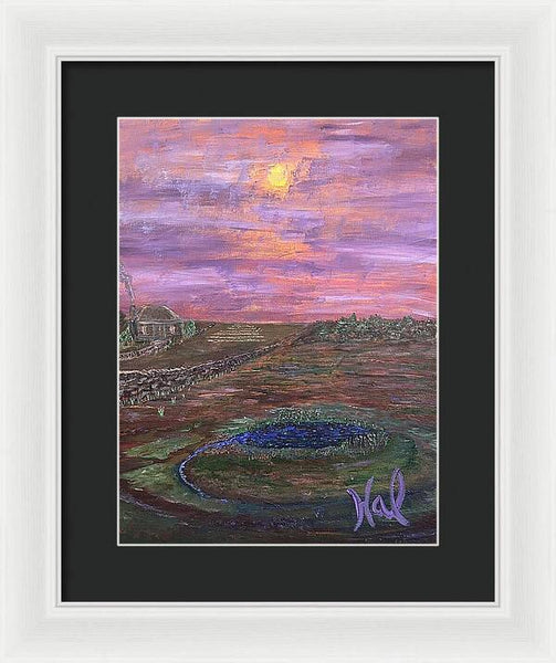 Sunset Over Rural Landscape - Framed Print