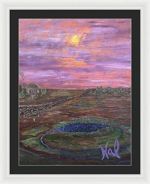 Sunset Over Rural Landscape - Framed Print