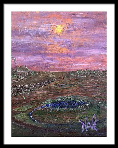 Sunset Over Rural Landscape - Framed Print
