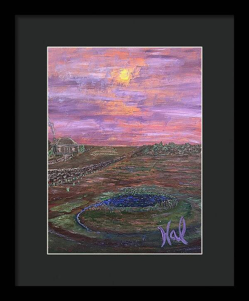 Sunset Over Rural Landscape - Framed Print