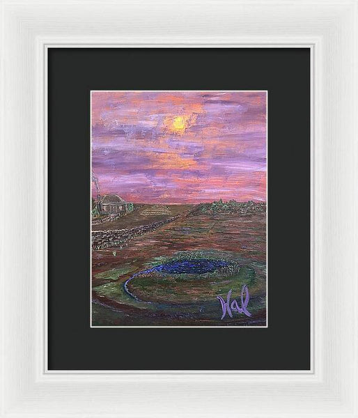 Sunset Over Rural Landscape - Framed Print