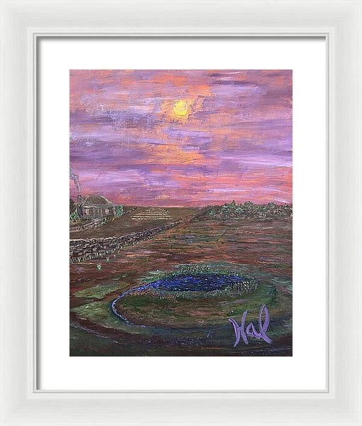 Sunset Over Rural Landscape - Framed Print