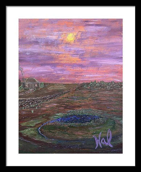 Sunset Over Rural Landscape - Framed Print