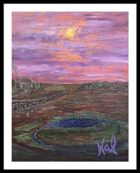 Sunset Over Rural Landscape - Framed Print
