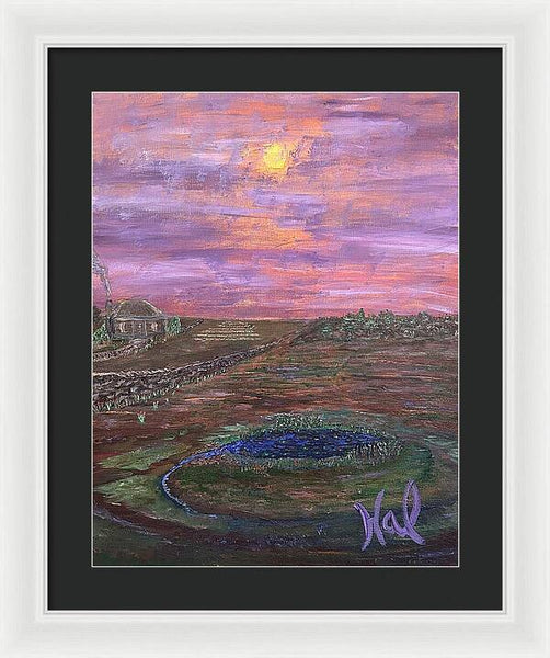 Sunset Over Rural Landscape - Framed Print